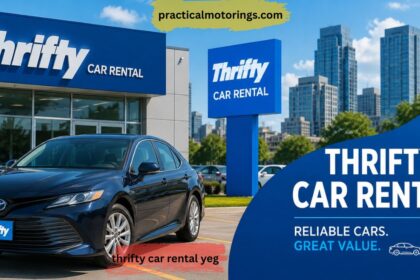 Thrifty car rental YEG vehicle driving on Edmonton highway