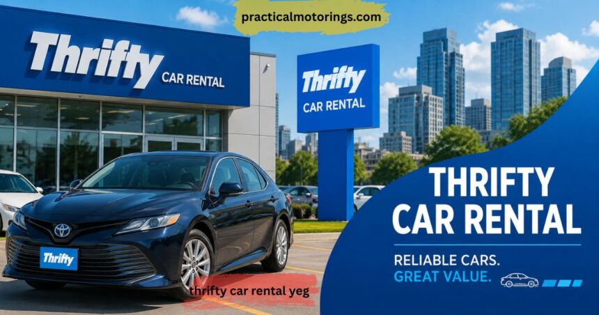 Thrifty car rental YEG vehicle driving on Edmonton highway